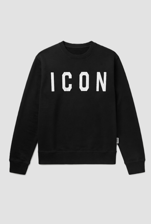 Felpa girocollo con logo uomo nero 
