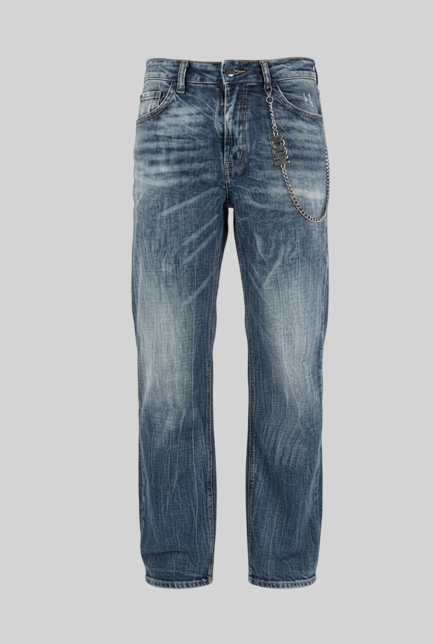 Jeans con logo retro uomo blu scuro 