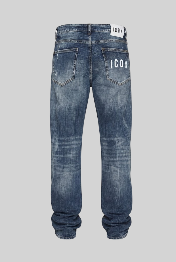 Jeans con logo retro uomo blu scuro 
