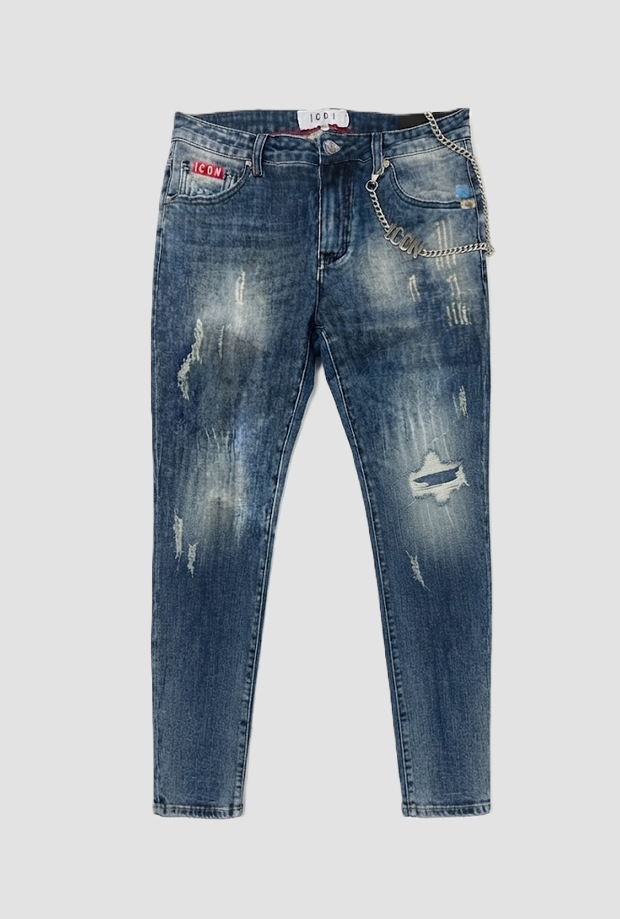 Jeans slim fit con logo posteriore uomo blu scuro 