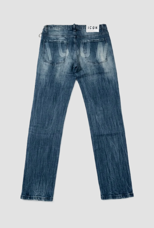 Jeans slim fit con logo posteriore uomo blu scuro 