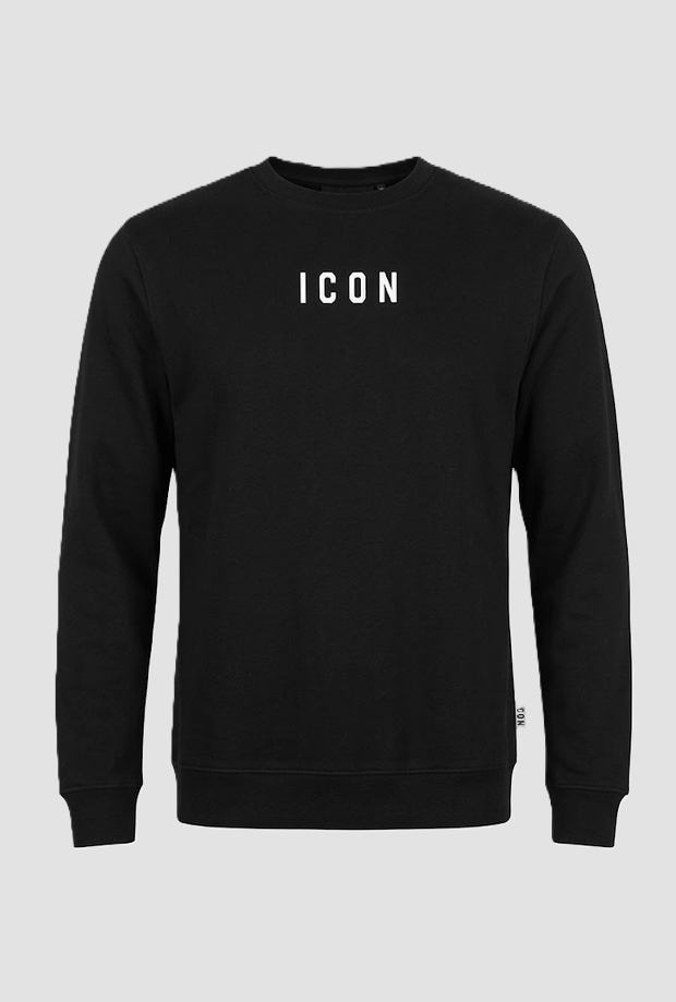 Felpa a girocollo con logo fronte/retro uomo nero 