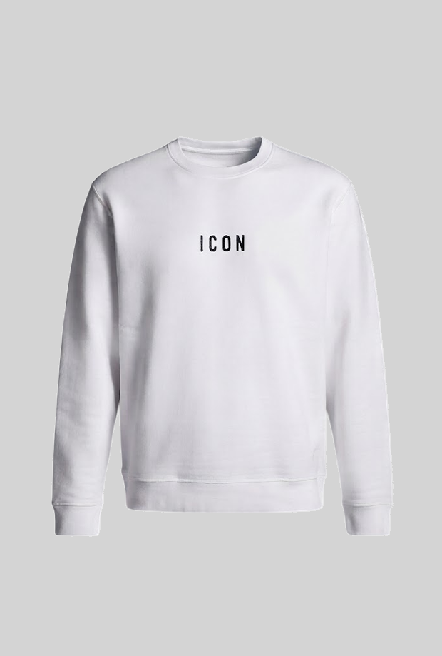 Felpa girocollo con logo fronte/retro uomo bianco 