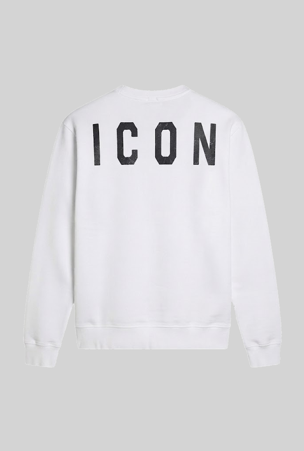 Felpa girocollo con logo fronte/retro uomo bianco 