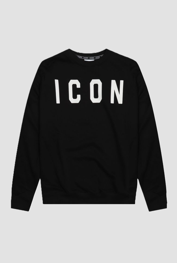 Maglia girocollo con logo uomo nero 