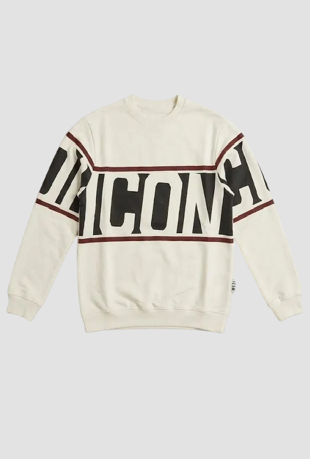 Felpa girocollo con logo uomo bianco 