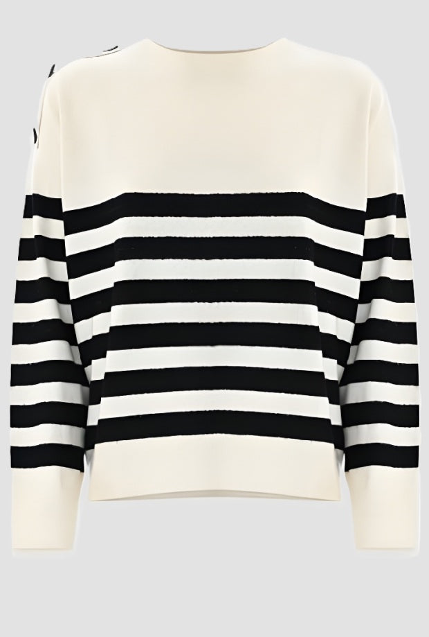 Maglia a righe donna panna-blu 