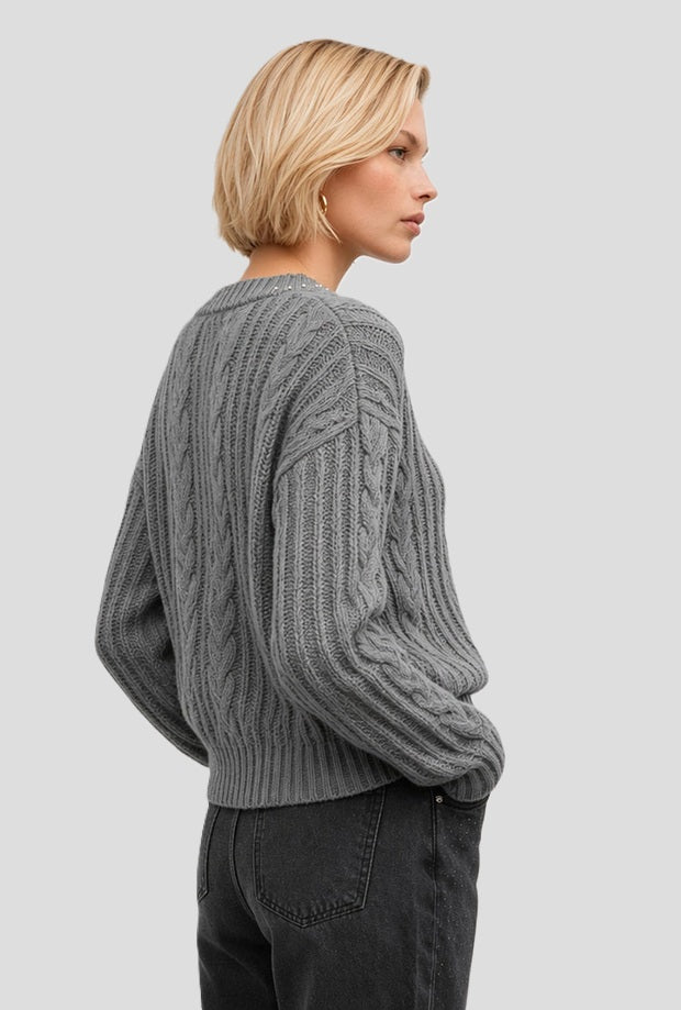 Maglione con strass donna grigio 