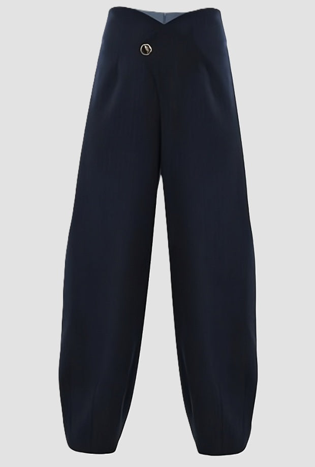 Pantalone con vita asimmetrica donna blu notte 