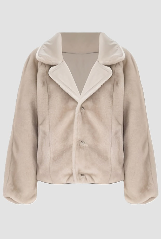Giubbotto in ecopelle donna crema 