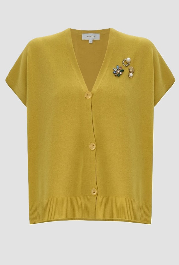 Cardigan a maniche corte donna verde olio 