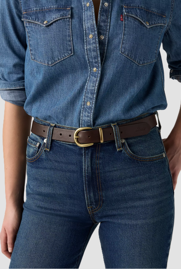 Cintura in pelle donna marrone 
