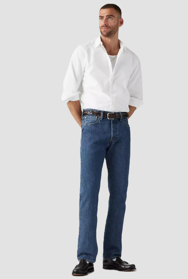 Jeans straight fit uomo blu medio 