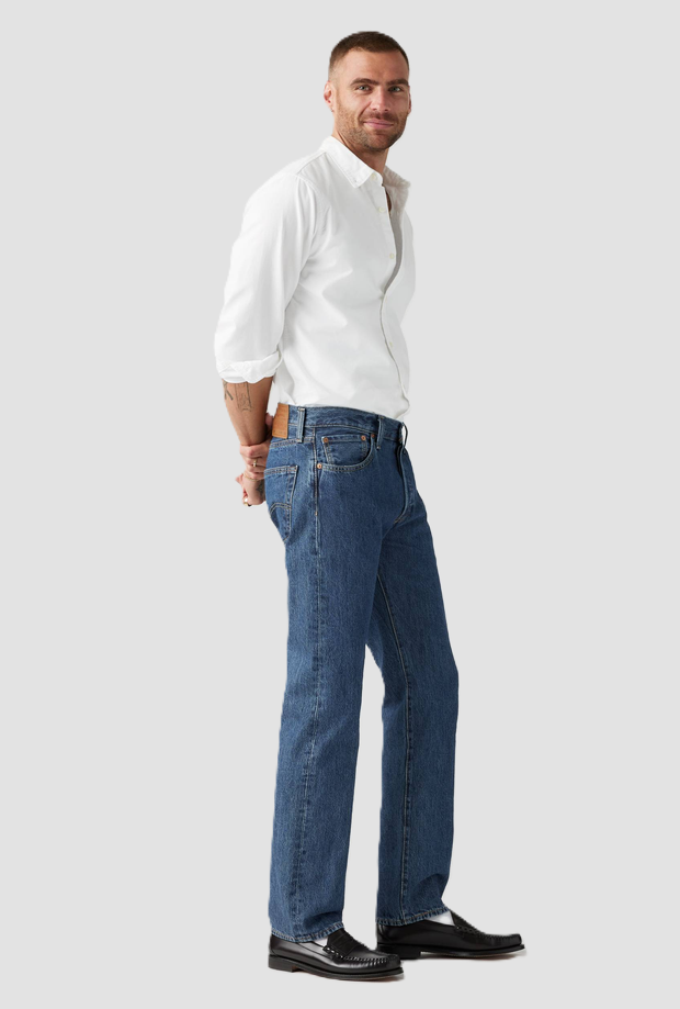 Jeans straight fit uomo blu medio 