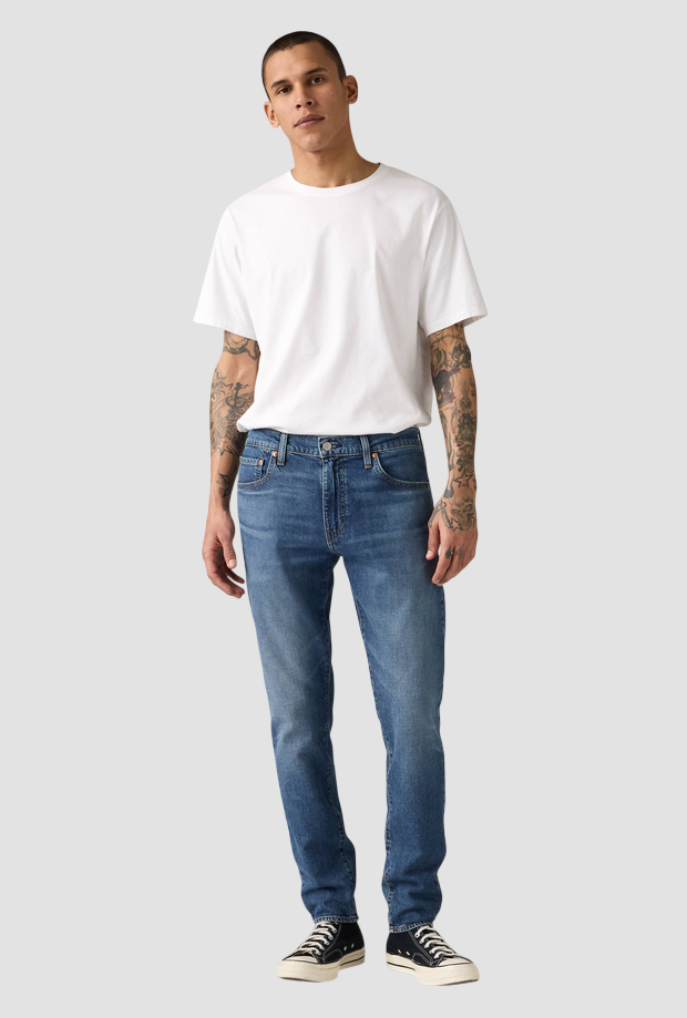 Jeans slim tapered uomo blu medio 