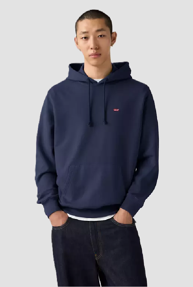 Felpa con cappuccio uomo blu 