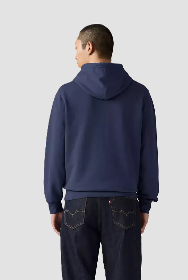 Felpa con cappuccio uomo blu 