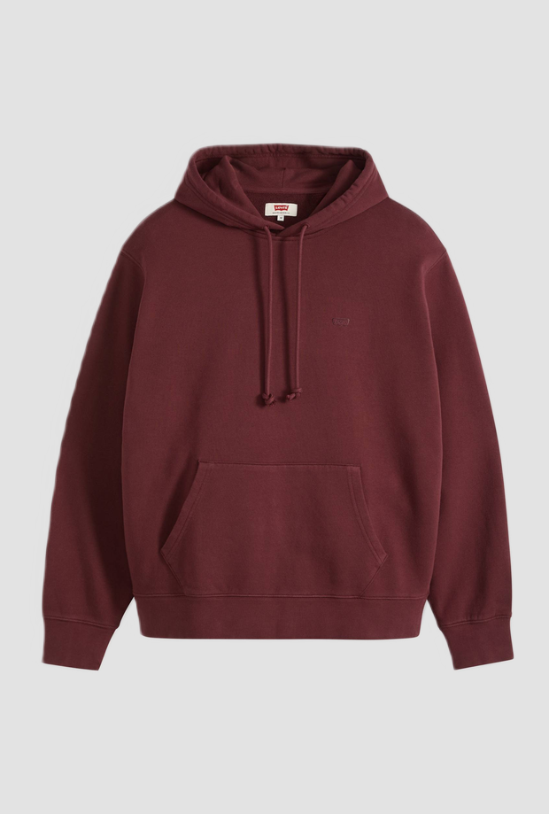 Felpa con cappuccio uomo bordeaux 