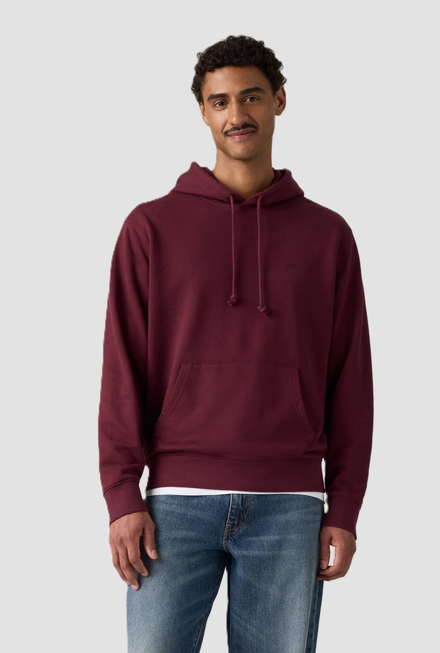 Felpa con cappuccio uomo bordeaux 