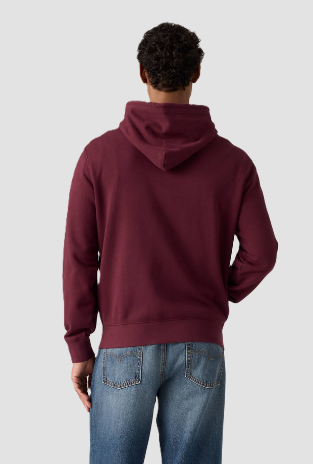 Felpa con cappuccio uomo bordeaux 