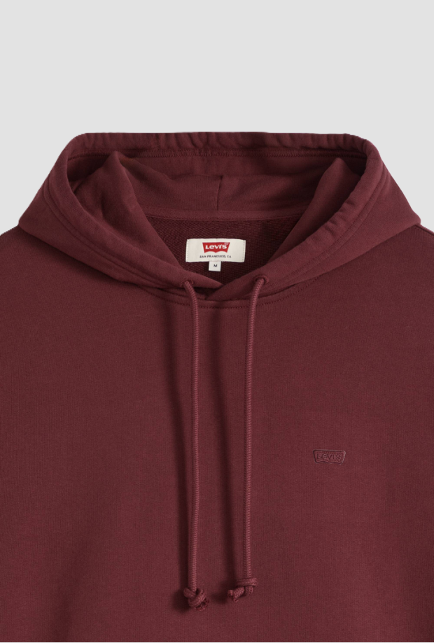 Felpa con cappuccio uomo bordeaux 