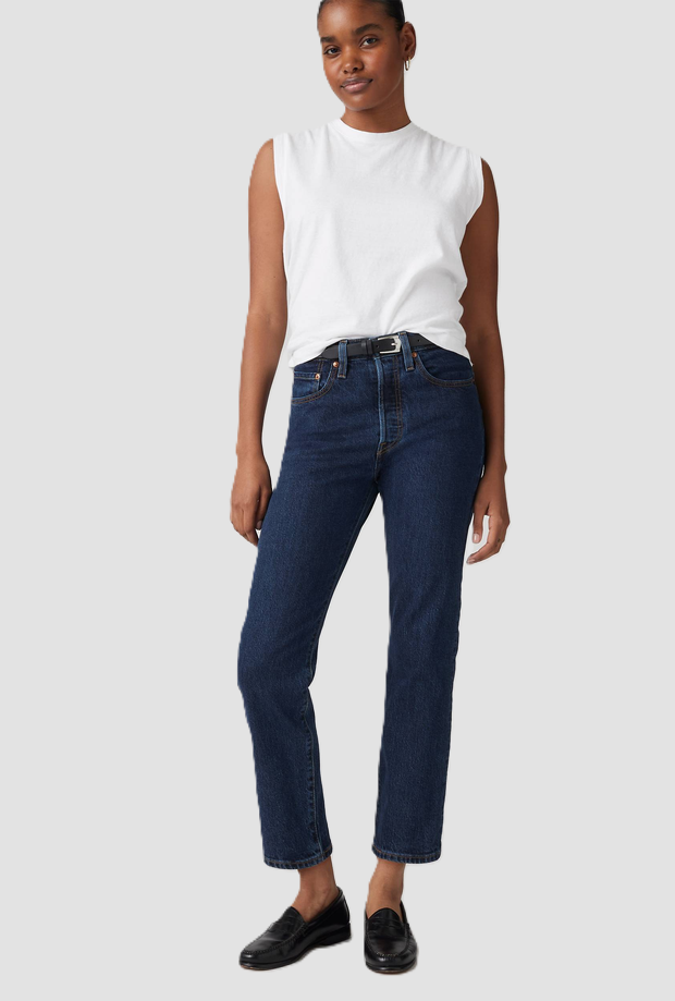 Jeans crop donna blu scuro 