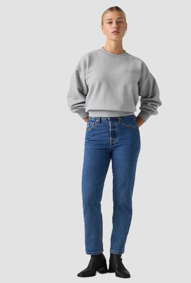 Jeans crop donna blu medio 