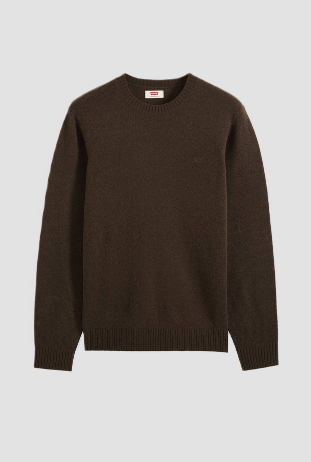Maglia girocollo in lana merino uomo marrone 