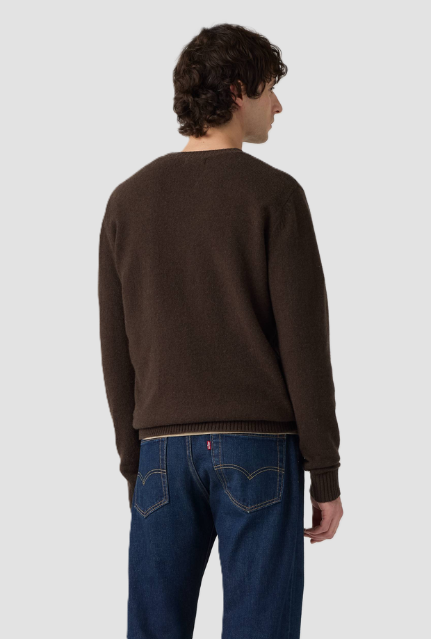Maglia girocollo in lana merino uomo marrone 