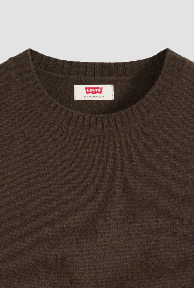 Maglia girocollo in lana merino uomo marrone 
