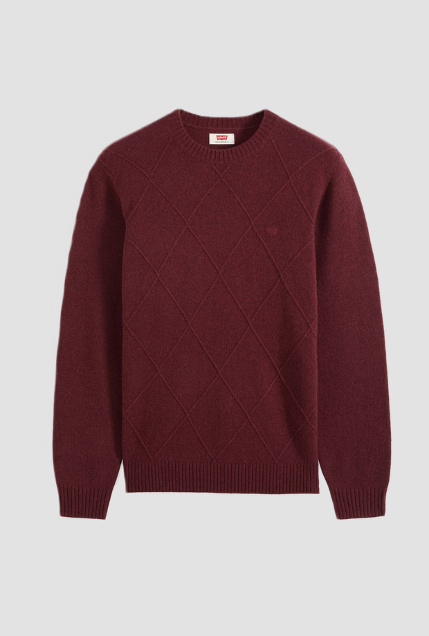 Maglia girocollo a rombi uomo rosso 