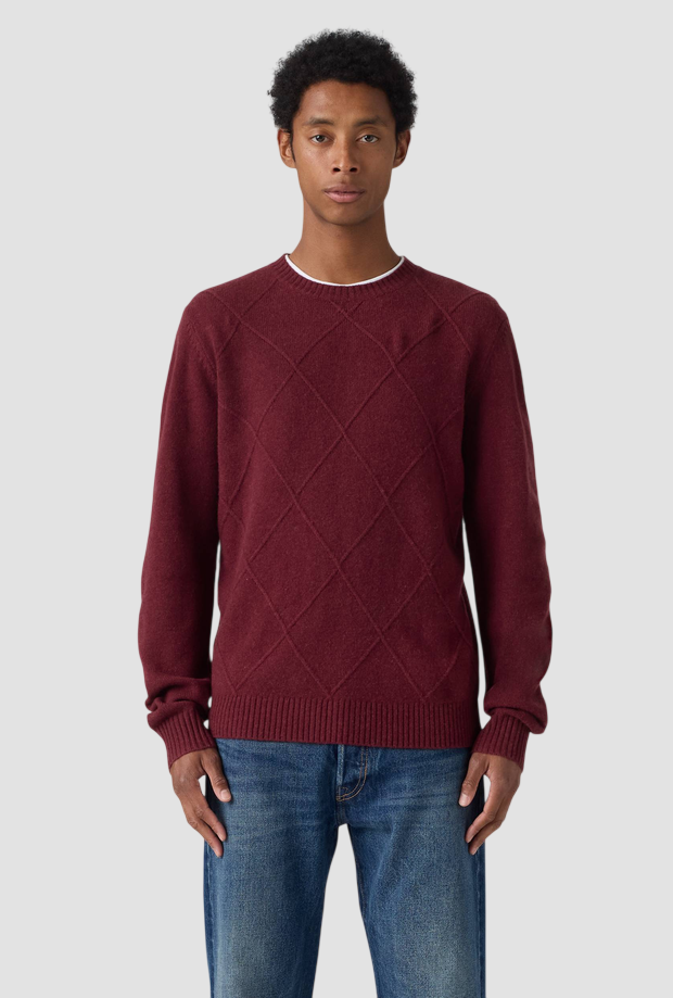 Maglia girocollo a rombi uomo rosso 