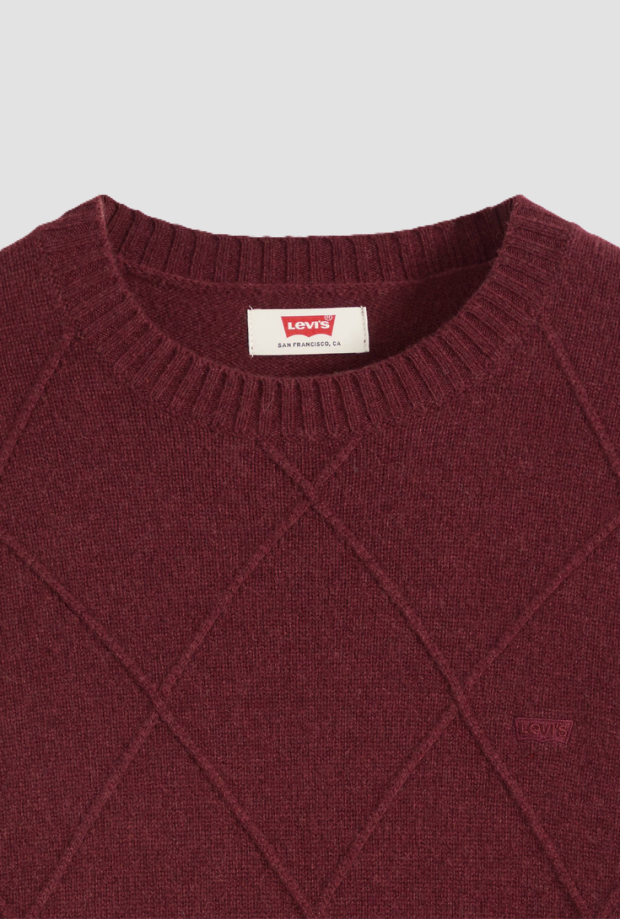 Maglia girocollo a rombi uomo rosso 