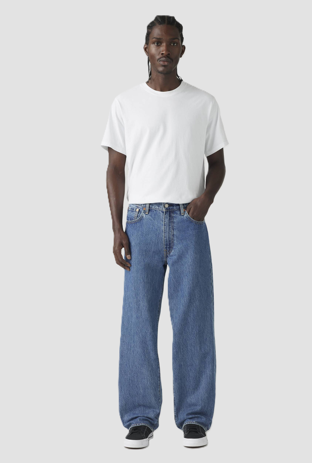 Jeans baggy fit uomo blu medio 