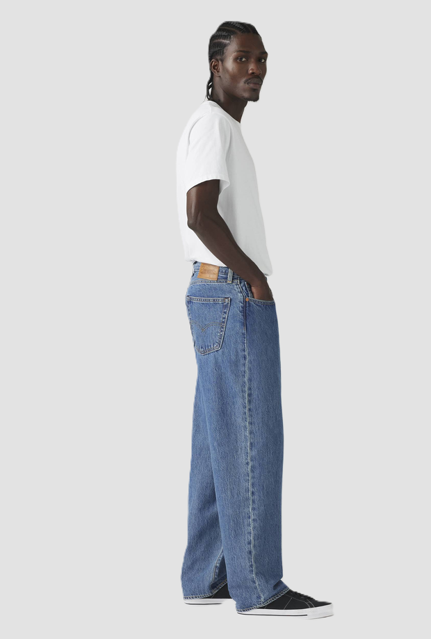 Jeans baggy fit uomo blu medio 