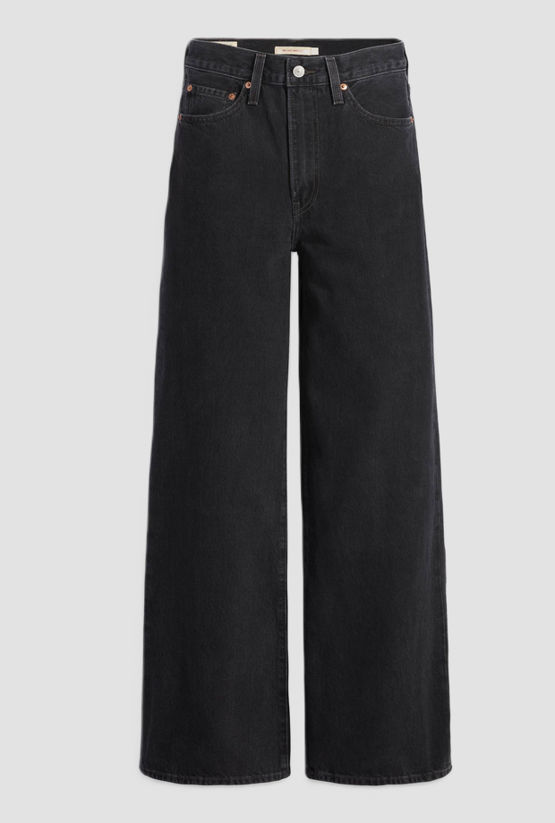 Jeans wide leg donna nero 