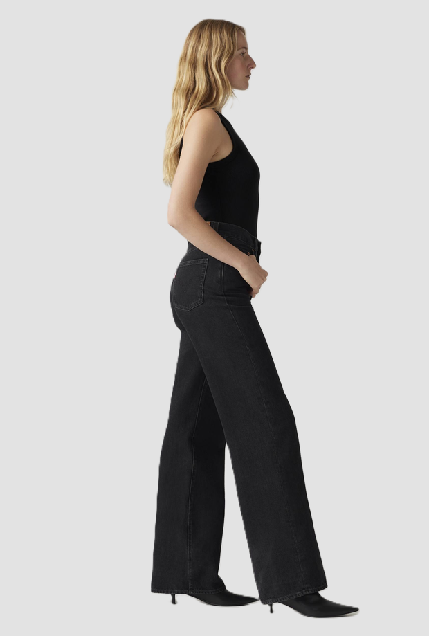 Jeans wide leg donna nero 