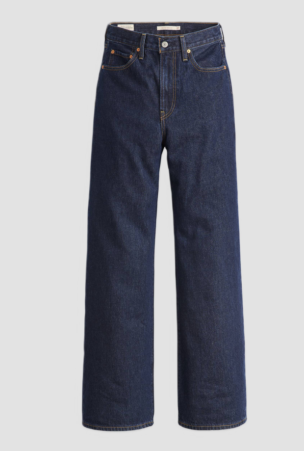 Jeans wide leg donna blu scuro 