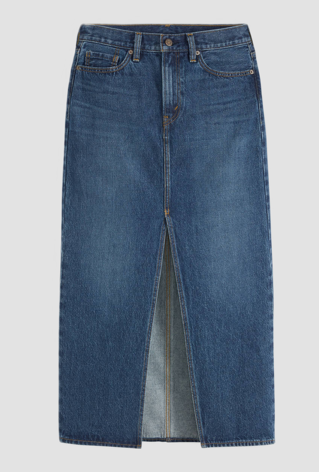 Gonna in denim con spacco donna blu medio 
