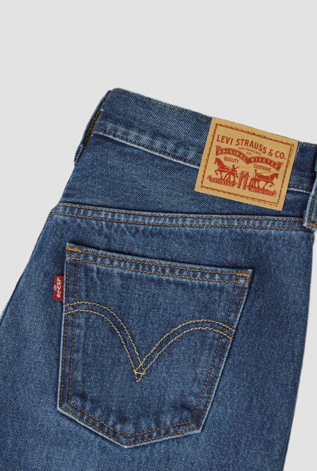 Gonna in denim con spacco donna blu medio 