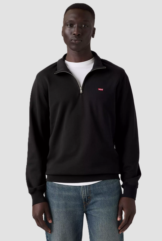 Pullover mezza zip uomo nero 