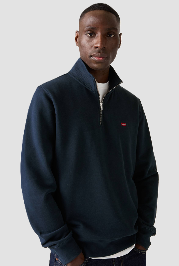 Pullover mezza zip uomo blu 