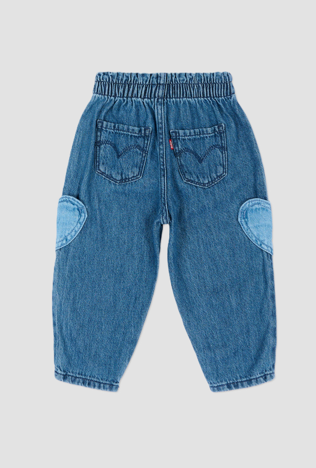 Jeans con tasche a cuore da neonato blu denim 