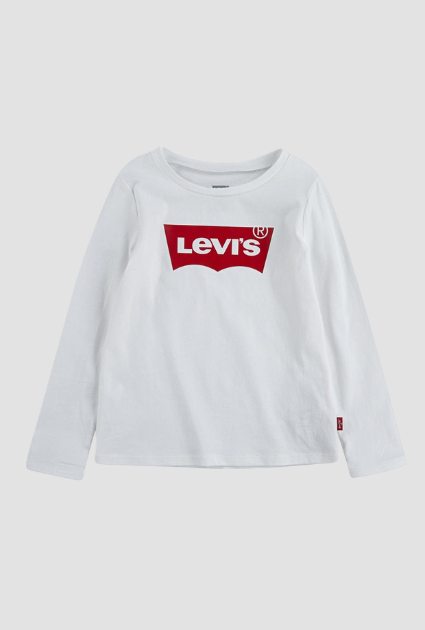 T-shirt maniche lunghe con logo bambina bianco 