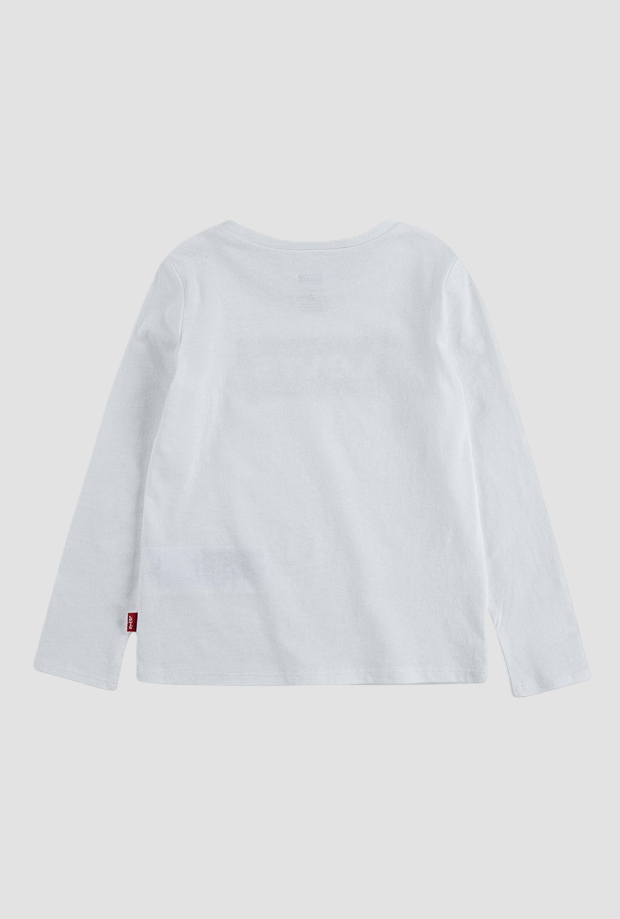 T-shirt maniche lunghe con logo bambina bianco 
