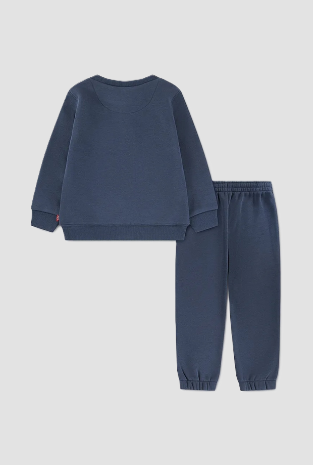 Tuta con felpa girocollo e pantalone da bambino blu 