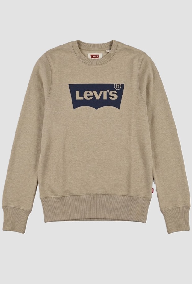 Felpa girocollo con logo da bambino beige 