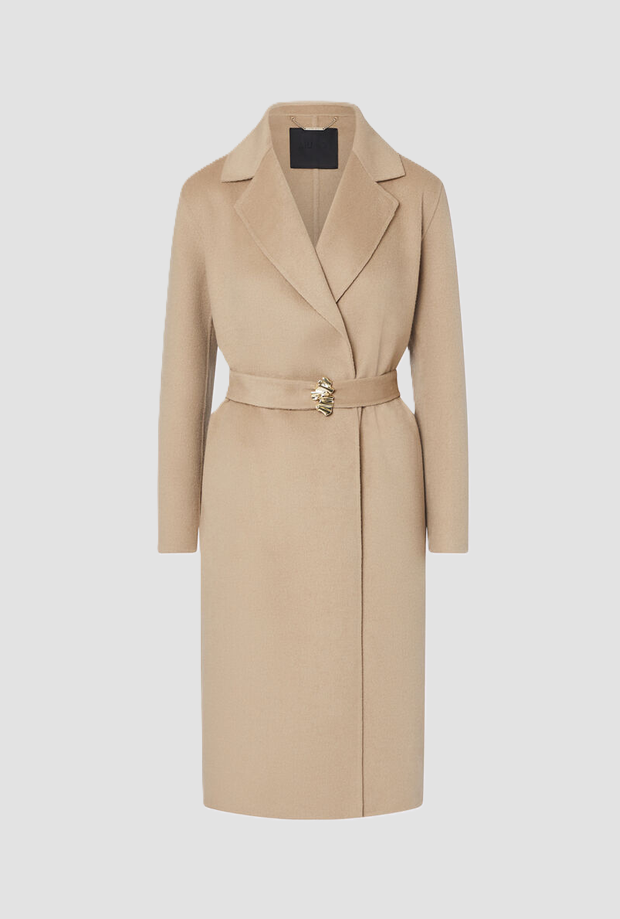 Cappotto lungo con cintura donna beige 