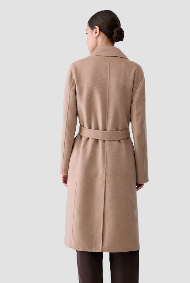 Cappotto lungo con cintura donna beige 