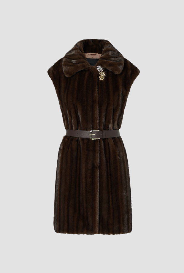 Gilet in ecopelliccia donna marrone 